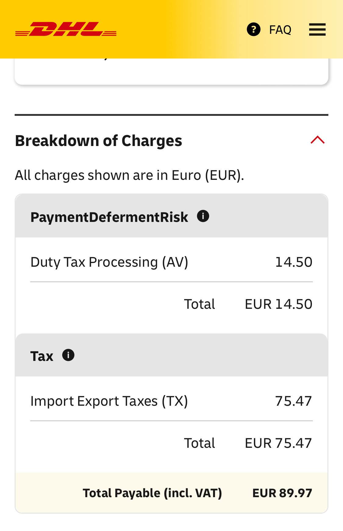 dhl fee